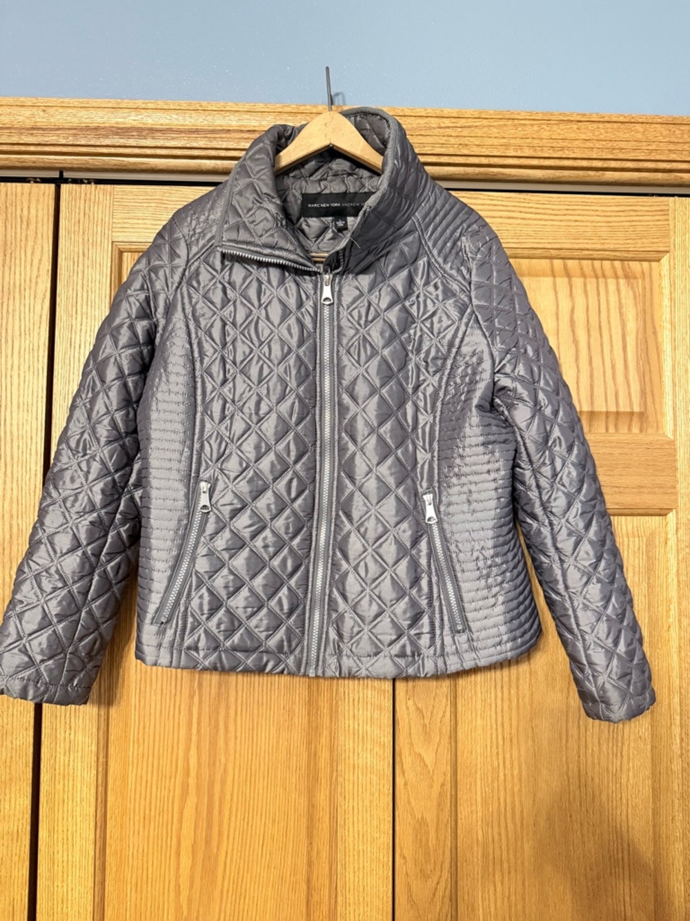 Andrew Marc Gray Quilted Zip-Front Jacket
